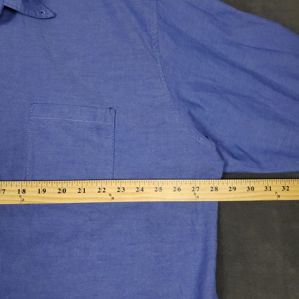 Red Kap Work Polo Shirt Mens 3XL Blue Solid Long Sleeve Button Up Workwear - Picture 8 of 12